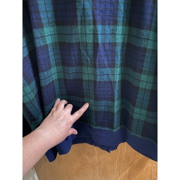 Vintage Eccotoo Navy Green Plaid Button Up Cardigan Collared Gold Buttons 1X - Picture 15 of 16